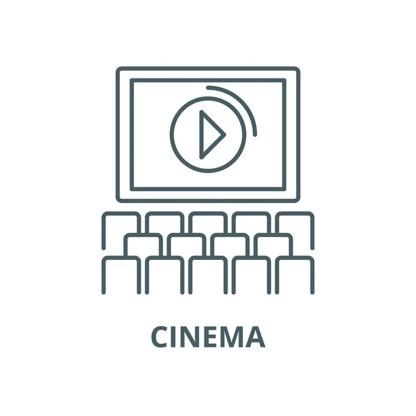 Schermo del cinema, icona della linea dello spettacolo, vettore. Schermo cinematografico, segno di contorno dello spettacolo, simbolo concettuale, illustrazione piatta — Vettoriale Stock