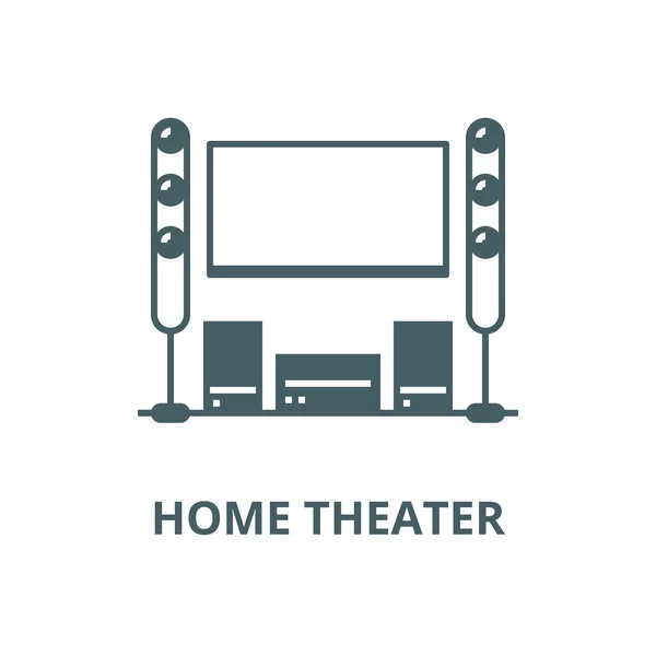 Cinema room, Home Theater lijn icoon, Vector. Cinema room, Home Theater schets teken, concept symbool, platte illustratie — Stockvector