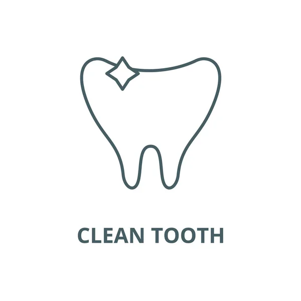 Icono de línea dental limpia, vector. Signo de contorno de diente limpio, símbolo de concepto, ilustración plana — Vector de stock