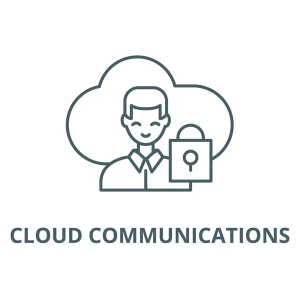 Icône de ligne de communication Cloud, vecteur. Signe de contour des communications Cloud, symbole de concept, illustration plate — Image vectorielle