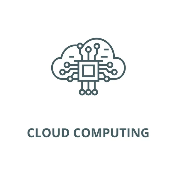 Icône de ligne Cloud Computing, vecteur. Signe de contour Cloud Computing, symbole de concept, illustration plate — Image vectorielle