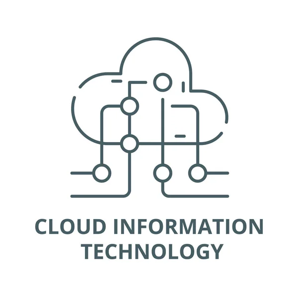 Cloud icône de ligne de technologie de l'information, vecteur. Cloud technologie de l'information aperçu signe, symbole de concept, illustration plate — Image vectorielle