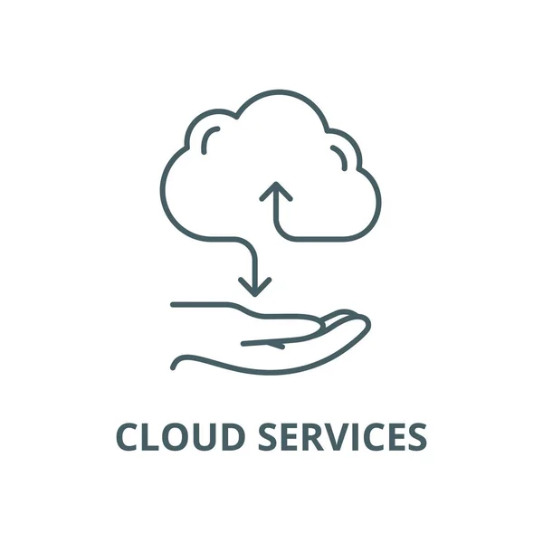 Icône de ligne de services Cloud, vecteur. Signe de contour des services Cloud, symbole de concept, illustration plate — Image vectorielle