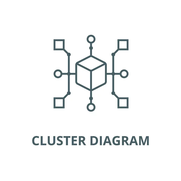 Icono de línea de diagrama de clúster, vector. Esquema del diagrama del racimo signo, símbolo del concepto, ilustración plana — Archivo Imágenes Vectoriales