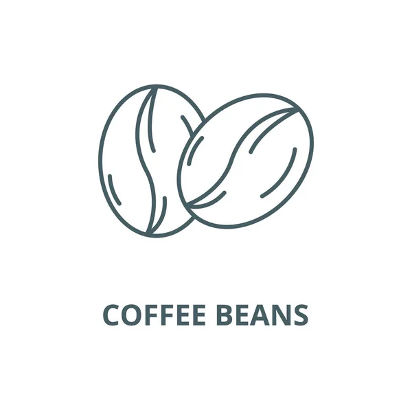 Grãos de café ícone de linha, vetor. Grãos de café sinal esboço, símbolo conceito, ilustração plana — Vetor de Stock