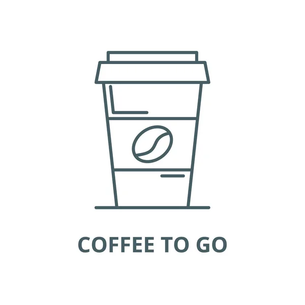 Café para ir icono de línea, vector. Señal de contorno de café para ir, símbolo de concepto, ilustración plana — Vector de stock