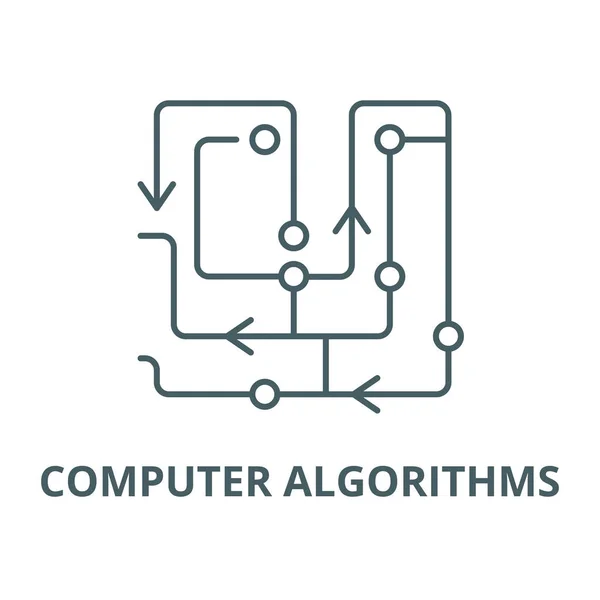 Bilgisayar algoritmaları çizgi simgesi, vektör. Bilgisayar algoritmaları anahat işareti, kavram sembolü, düz illüstrasyon — Stok Vektör