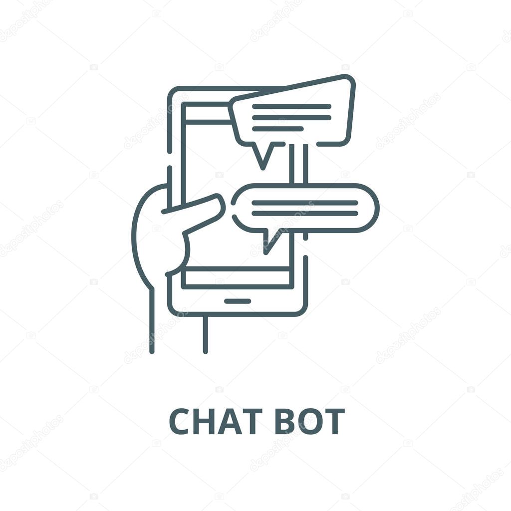 Chat bot line icon, vector. Chat bot outline sign, concept symbol, flat illustration