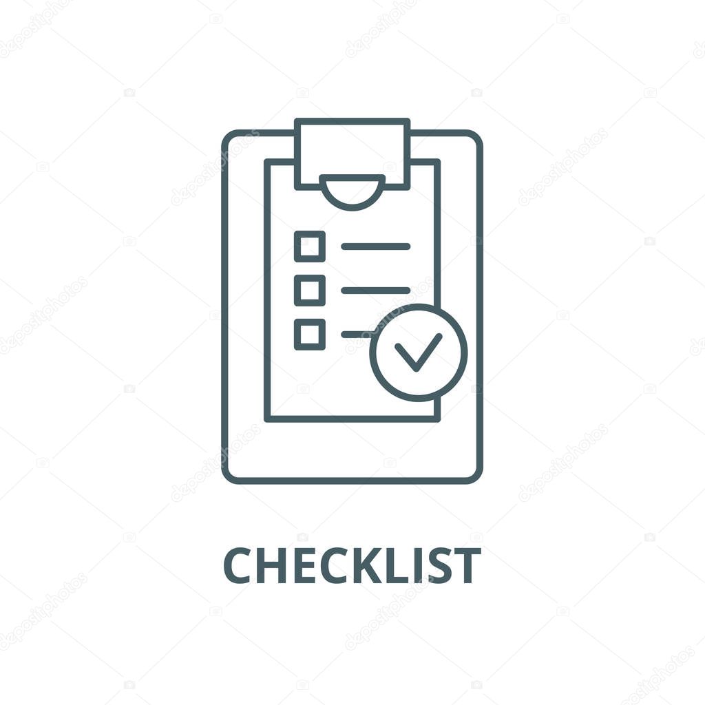 Checklist line icon, vector. Checklist outline sign, concept symbol, flat illustration