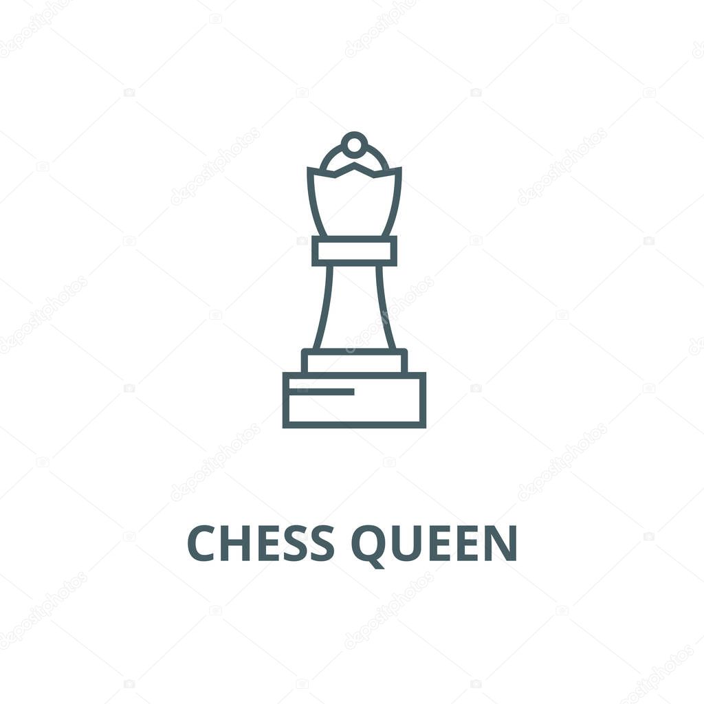 Chess queen line icon, vector. Chess queen outline sign, concept symbol, flat illustration