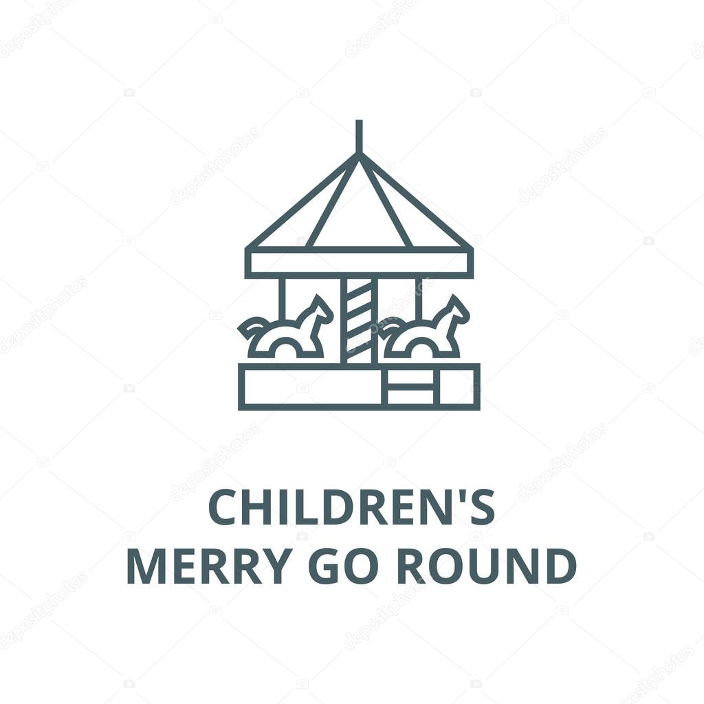 Childrens merry go round  line icon, vector. Childrens merry go round  outline sign, concept symbol, flat illustration