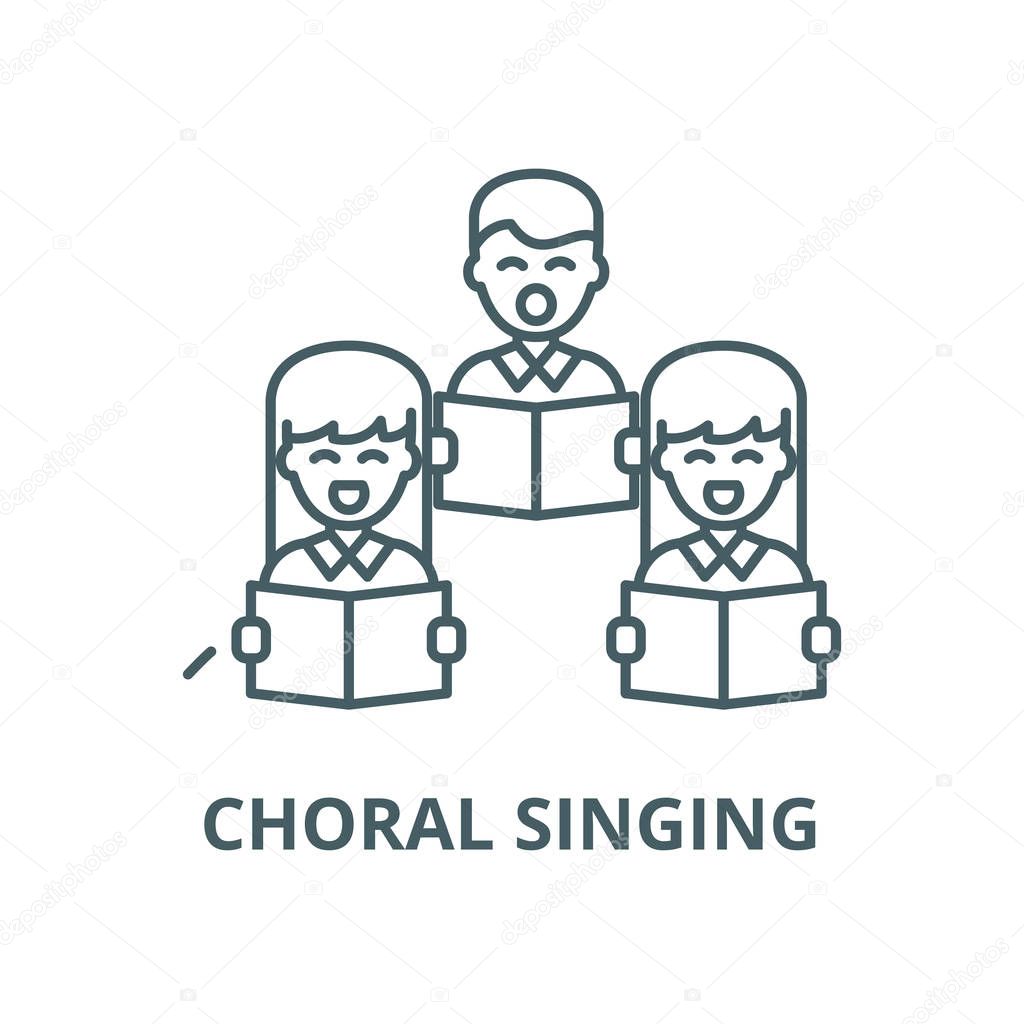 Choral singing line icon, vector. Choral singing outline sign, concept symbol, flat illustration
