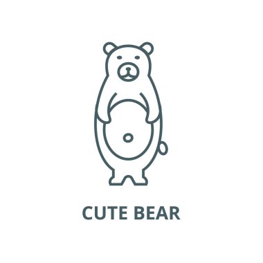 Sevimli ayı çizgi simgesi, vektör. Sevimli ayı anahat işareti, kavramı sembolü, düz illüstrasyon