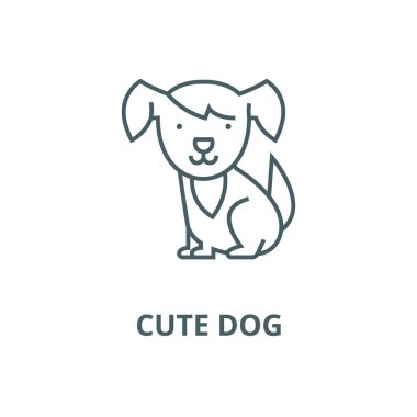 Sevimli köpek çizgisi simgesi, vektör. Sevimli köpek anahat işareti, kavramı sembolü, düz illüstrasyon