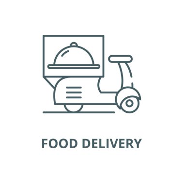 Restoran hattı simgesi, vektör teslim. Restoran anahat işareti, kavramı sembolü, düz illüstrasyon teslim