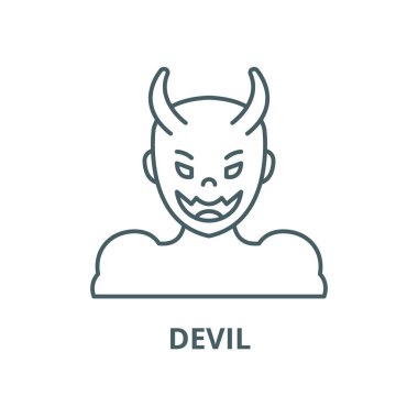 Şeytan çizgi simgesi, vektör. Devil anahat işareti, konsept sembolü, düz illüstrasyon