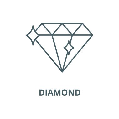 Diamond line icon, vector. Diamond outline sign, concept symbol, flat illustration clipart
