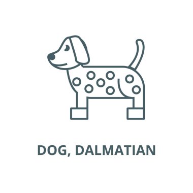 Köpek, Dalya çizgisi simgesi, vektör. Köpek, Dalya anahat işareti, konsept sembolü, düz illüstrasyon