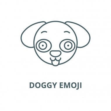 Köpek emojisi çizgi simgesi, vektör. Köpek emoji anahat işareti, kavramı sembolü, düz illüstrasyon