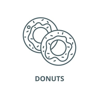 Donuts çizgi simgesi, vektör. Donuts anahat işareti, kavramı sembolü, düz illüstrasyon