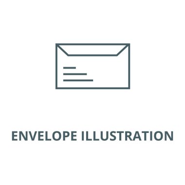 Zarf illüstrasyon çizgi simgesi, vektör. Zarf illüstrasyon anahat işareti, kavram sembolü, düz illüstrasyon