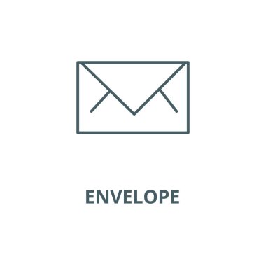 Zarf çizgisi simgesi, vektör. Zarf anahat işareti, kavram sembolü, düz illüstrasyon