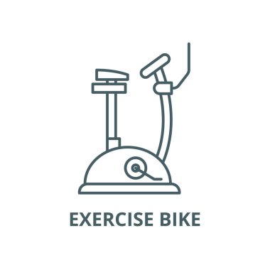 Bisiklet hattı simgesi, vektör egzersiz. Egzersiz bisiklet anahat işareti, kavramı sembolü, düz illüstrasyon