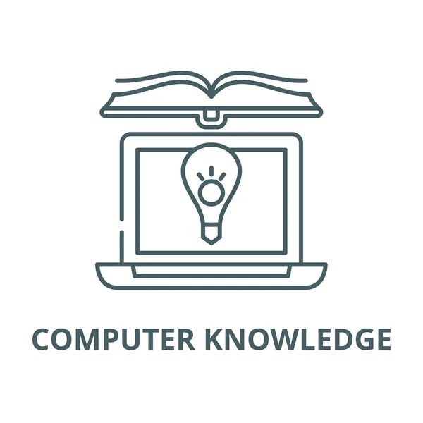 Computer knowledge line icon, vector. Computer knowledge outline sign, concept symbol, flat illustration — Stock Vector