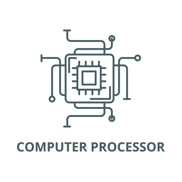 Dator processor linje ikon, vektor. Dator processor kon tur skylt, koncept symbol, platt illustration — Stock vektor