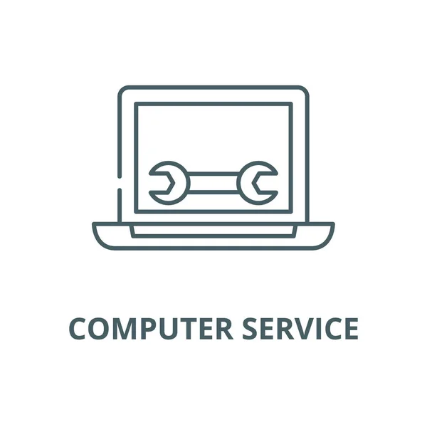 Computer service line icon, vector. Computer service outline sign, concept symbol, flat illustration — Stock Vector