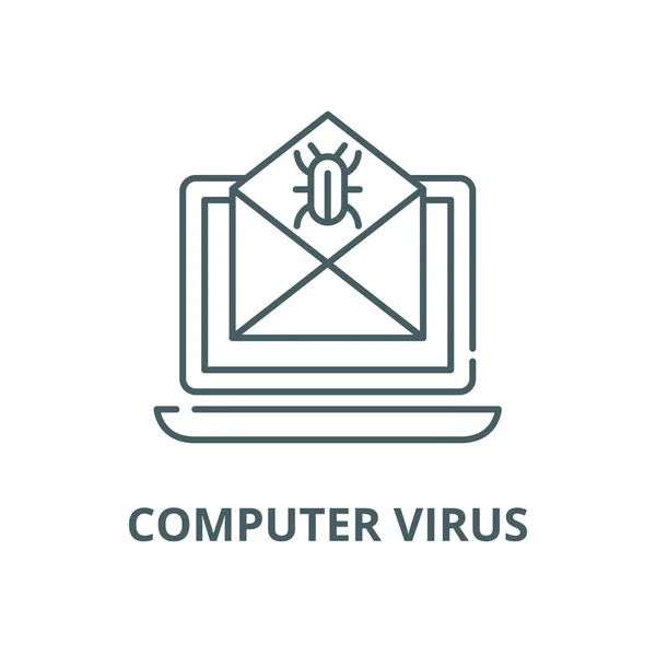 Ikona linii wirusa komputerowego, wektor. Znak konspektu wirusa komputerowego, symbol koncepcyjny, płaska ilustracja — Wektor stockowy