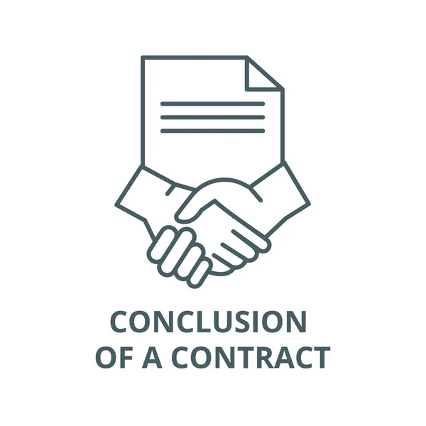 Conclusion d'une icône de ligne de contrat, vecteur. Conclusion d'un contrat esquisse signe, concept symbole, illustration plate — Image vectorielle