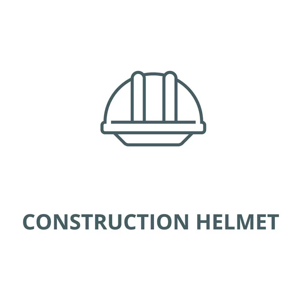 Icono de línea de casco de construcción, vector. Señal de contorno del casco de construcción, símbolo de concepto, ilustración plana — Vector de stock