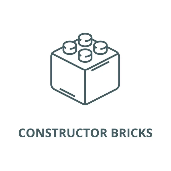 Constructor ladrillos icono de línea, vector. Ladrillos del constructor signo contorno, símbolo concepto, ilustración plana — Vector de stock