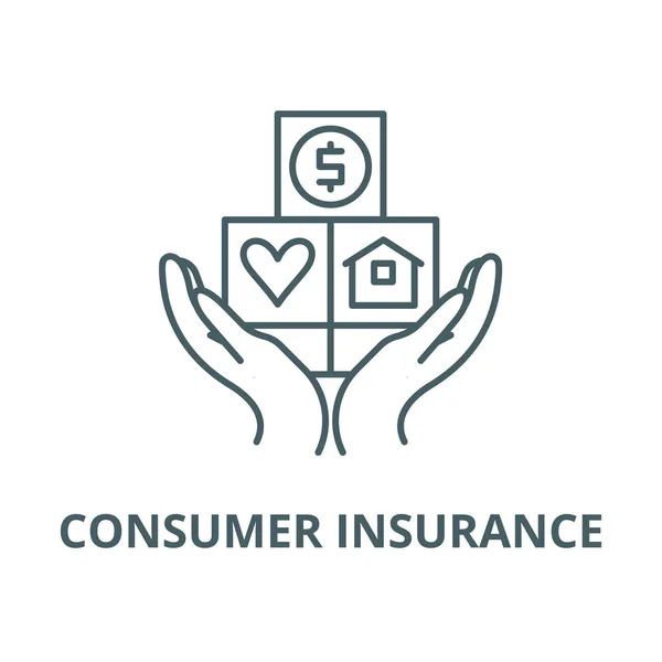 Εικονίδιο γραμμής ασφάλισης καταναλωτών, διάνυσμα. Σήμα διάρθρωσης ασφάλισης καταναλωτών, σύμβολο έννοιας, επίπεδη απεικόνιση — Διανυσματικό Αρχείο