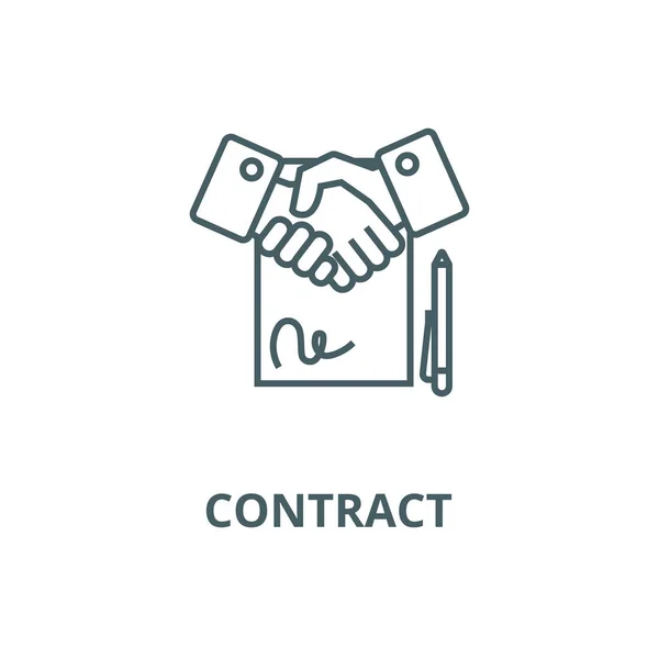 Icône de ligne de contrat, vecteur. Signe de contour du contrat, symbole de concept, illustration plate — Image vectorielle