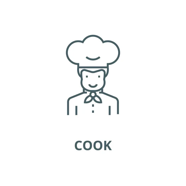 Icona della linea di cottura, vettore. Cook segno contorno, simbolo del concetto, illustrazione piatta — Vettoriale Stock