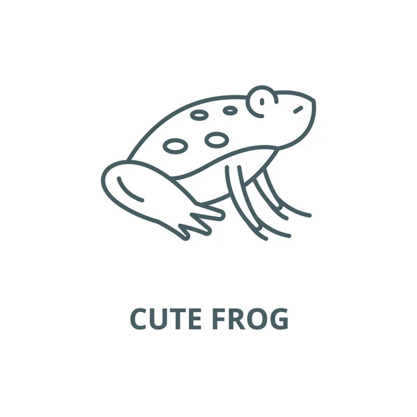 可爱的青蛙线图标, 向量。可爱的青蛙轮廓标志, 概念标志, 平面插图 — 图库矢量图片