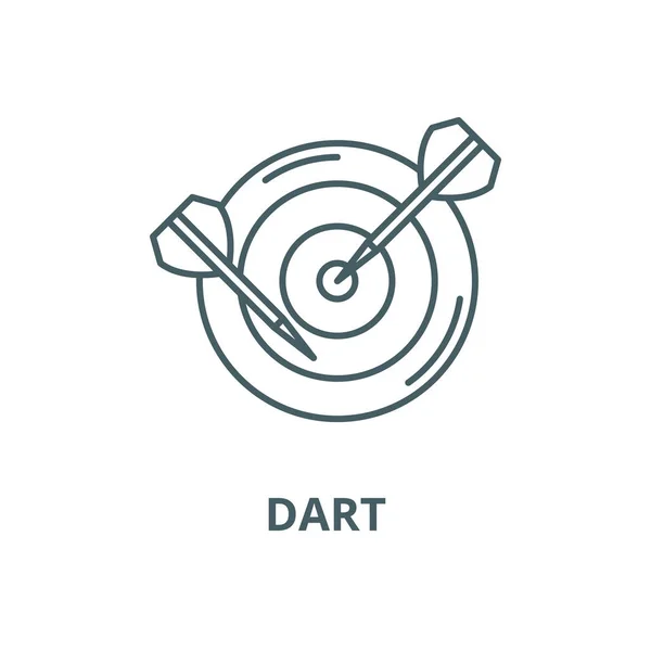 Icona della linea del dardo, vettore. Segno di contorno del dardo, simbolo concettuale, illustrazione piatta — Vettoriale Stock