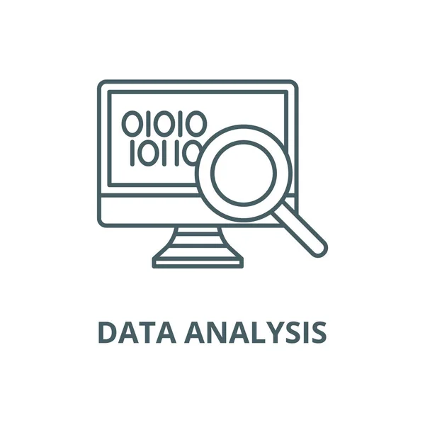 Ikona linii analizy danych, wektor. Znak konspektu analizy danych, symbol koncepcyjny, płaska ilustracja — Wektor stockowy