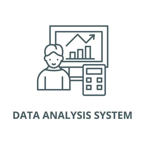 Ikona linii systemowej analizy danych, wektor. System analizy danych znak konspektu, symbol koncepcyjny, płaska ilustracja — Wektor stockowy