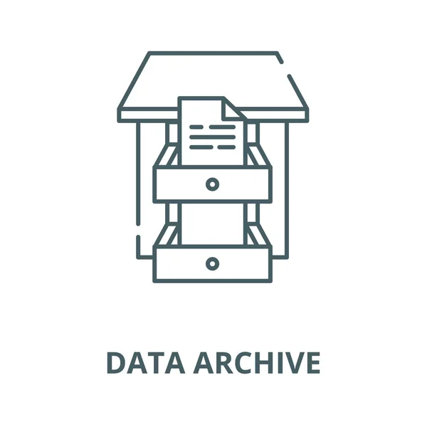 Ícone de linha de arquivo de dados, vetor. Sinal de esboço de arquivo de dados, símbolo de conceito, ilustração plana — Vetor de Stock