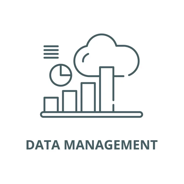 Datenmanagement-Zeilensymbol, Vektor. Datenmanagement Umrissschild, Konzeptsymbol, flache Abbildung — Stockvektor