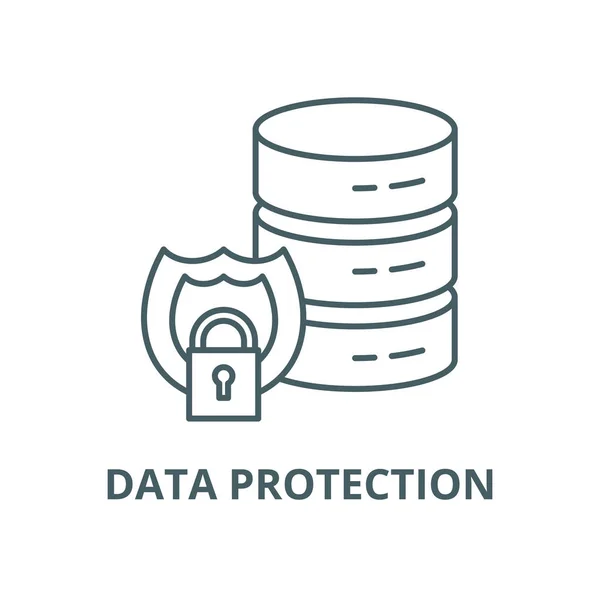 Ikona linii ochrony danych, wektor. Znak konspektu ochrony danych, symbol koncepcyjny, płaska ilustracja — Wektor stockowy