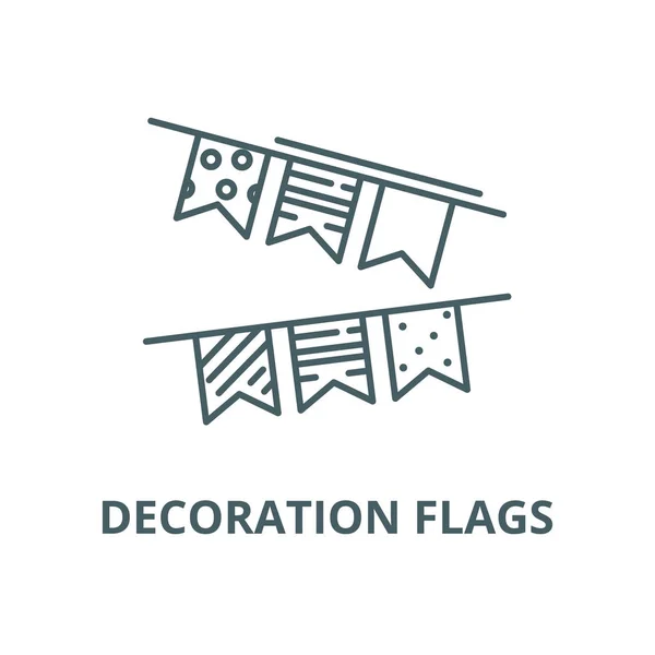 Σημαία διακόσμηση σύμβολο γραμμή, διάνυσμα. Σημαία διακόσμησης σημάδι περίγραμμα, σύμβολο concept, επίπεδη απεικόνιση — Διανυσματικό Αρχείο