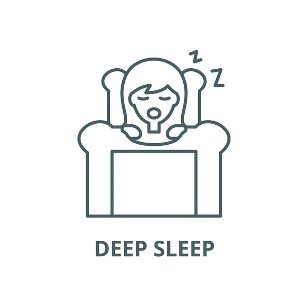 Djup sömn linje ikon, vektor. Djup sömn kontur tecken, koncept symbol, platt illustration — Stock vektor