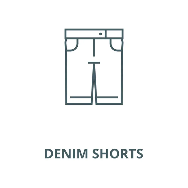 Pantalones vaqueros línea icono, vector. Pantalones cortos de mezclilla signo de contorno, símbolo de concepto, ilustración plana — Vector de stock