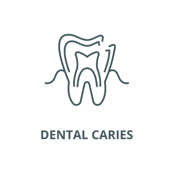 Icône de ligne de caries dentaires, vecteur. Caries dentaires contour signe, symbole de concept, illustration plate — Image vectorielle