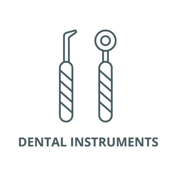 Instrument dentaire ligne icône, vecteur. Signe de contour des instruments dentaires, symbole de concept, illustration plate — Image vectorielle