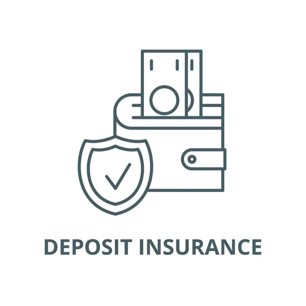 Icona della linea di assicurazione dei depositi, vettore. Deposito segno di contorno di assicurazione, simbolo di concetto, illustrazione piatta — Vettoriale Stock